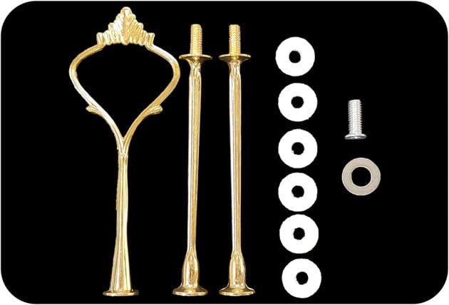 3 Tier Cake Stand Gold Crown Metal Fittings