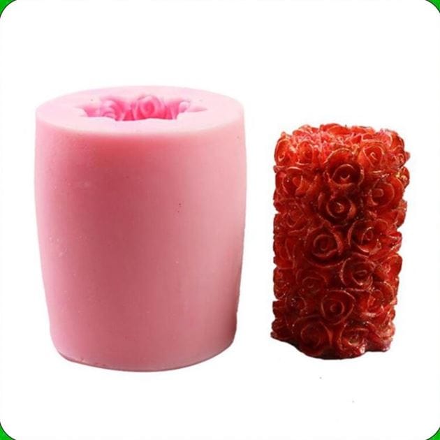 Cylinder Rose Flower Candle Mould
