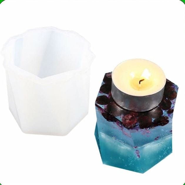 Big Hexagon Twist Tea Light Candle Base & Candle Mould