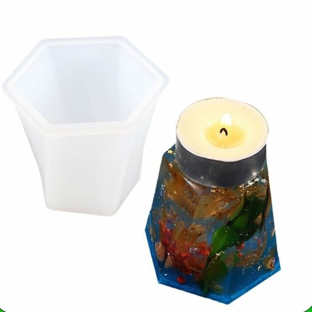 Pentagon Twist Tea Light Base & Candle Mould