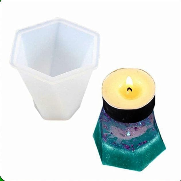 Small Hexagon Twist Tea Light Candle Base & Candle Mould