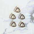 5Pcs Interlinked Triangle Charm Bezels With Black Enamel.