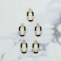 5Pcs Capsule Shape Charm Bezels With Black Enamel.