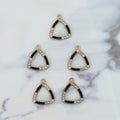 5Pcs Triangle Shape Charm Bezels With Black Enamel.