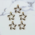 5Pcs Star Shape Charm Bezels With Black Enamel.