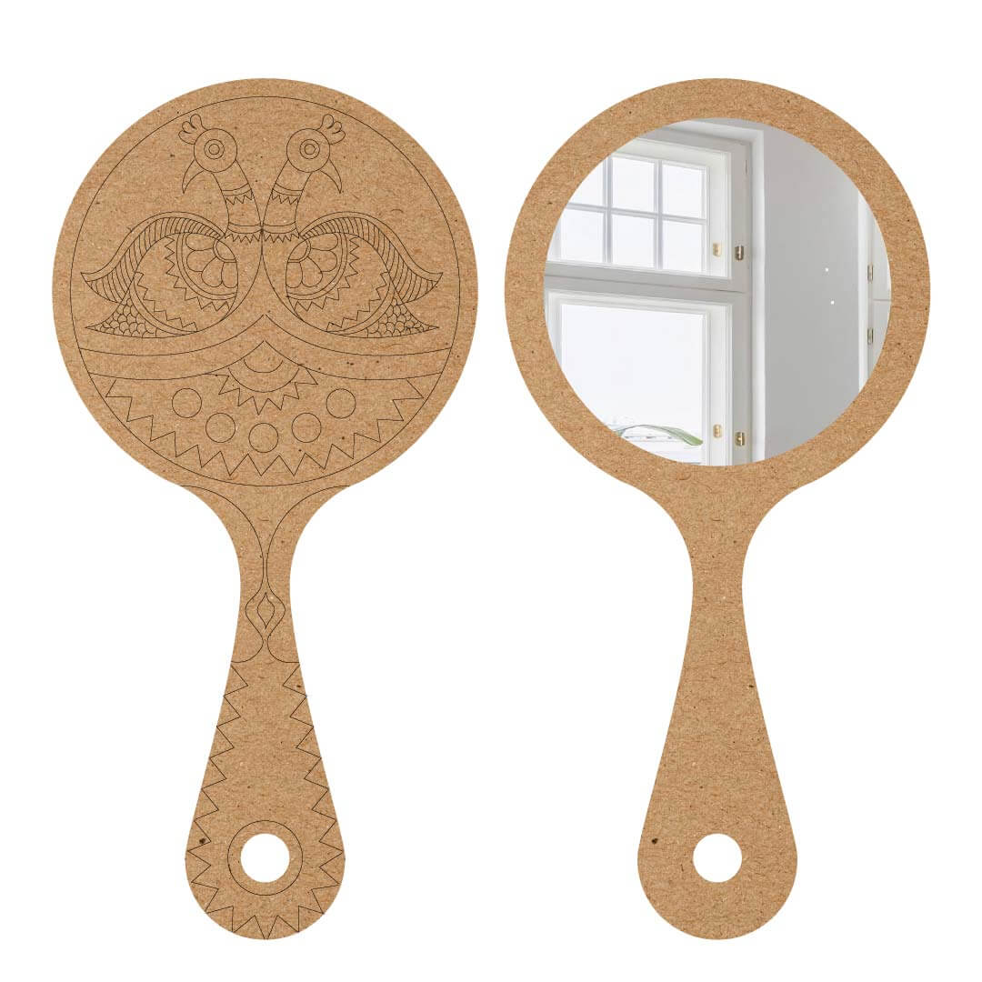 Peacock Madhubani Hand Mirror