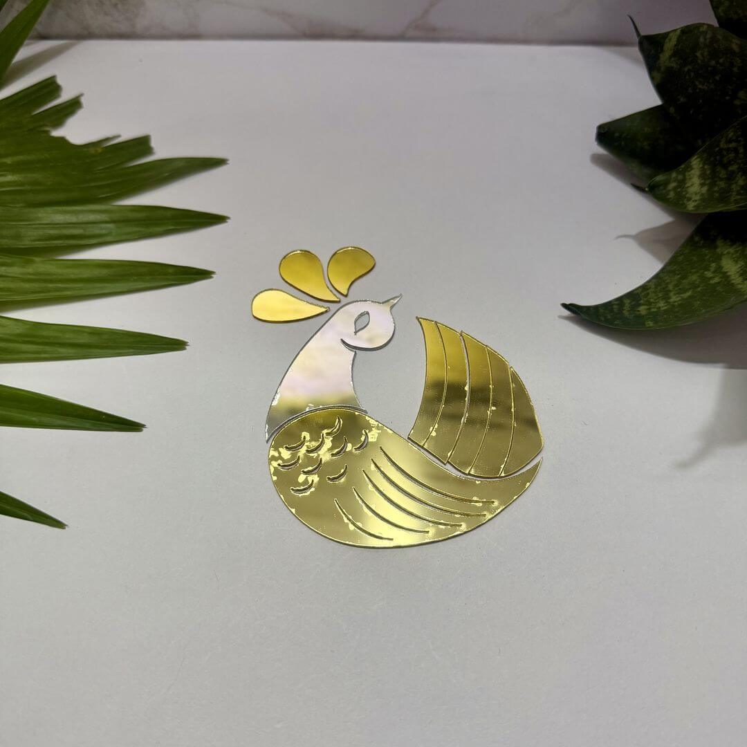 Fancy Golden Bird Acrylic Mirror