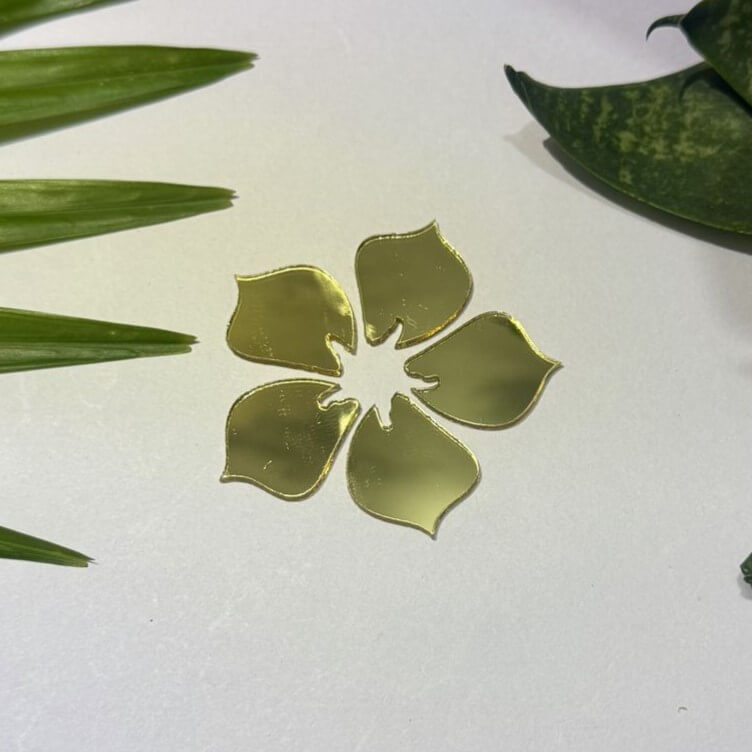 Fancy Golden Flower Acrylic Mirror