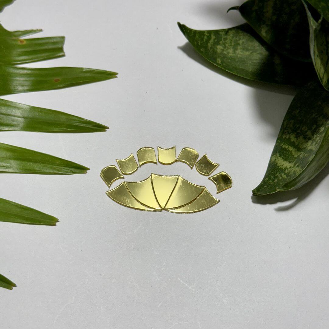 Fancy Golden Lotus Leaf Acrylic Mirror