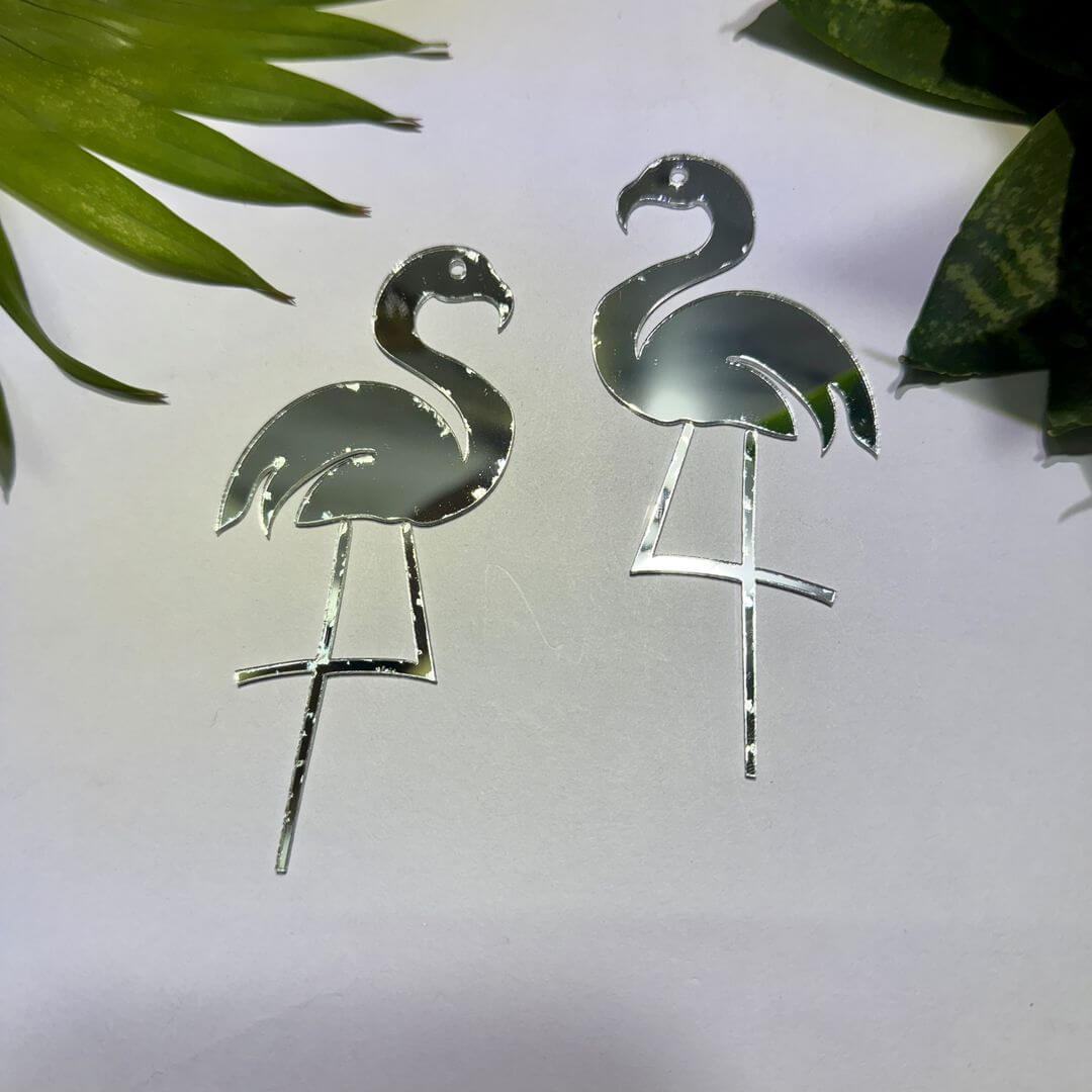 Fancy Silver Flamingo Acrylic Mirror
