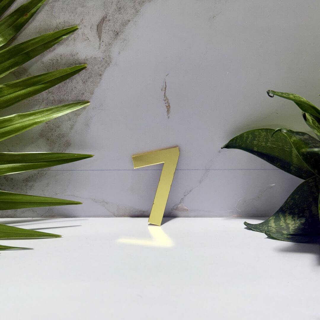 Golden Acrylic Mirror Number 7 | Premium Golden Acrylic Mirror Number for Decor & Signage