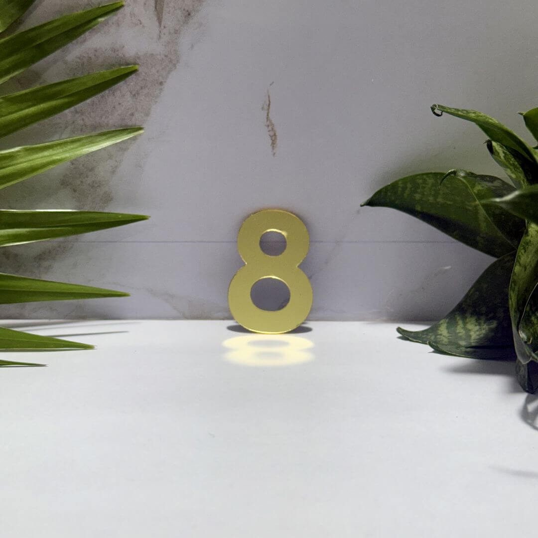 Golden Acrylic Mirror Number 8 | Premium Golden Acrylic Mirror Number for Decor & Signage