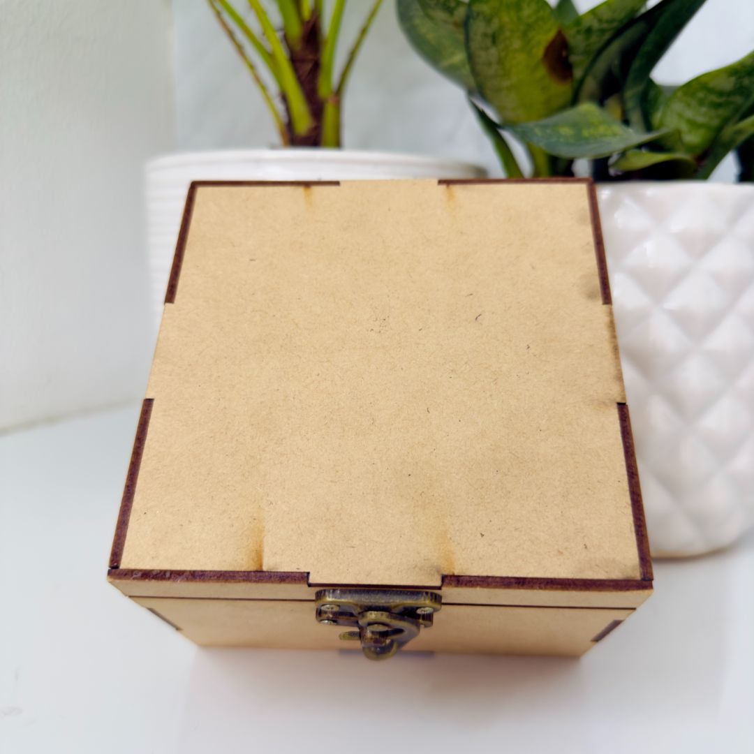 MDF Box With Latch Square 4 X 4 X 3.5Inch