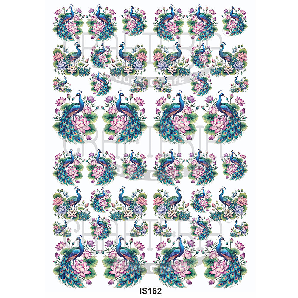 Peacocks Surrounded By Lotus Flowers Designs Insert Sheet (Transparent Sheet) IS162
