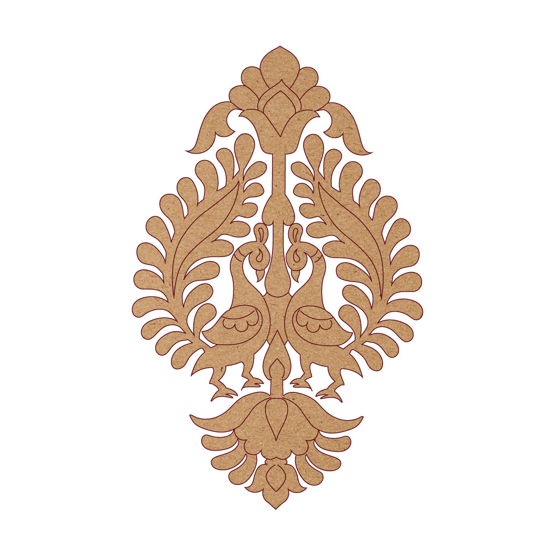 Premarked MDF Peacock Pair Motif – Motif Style 30