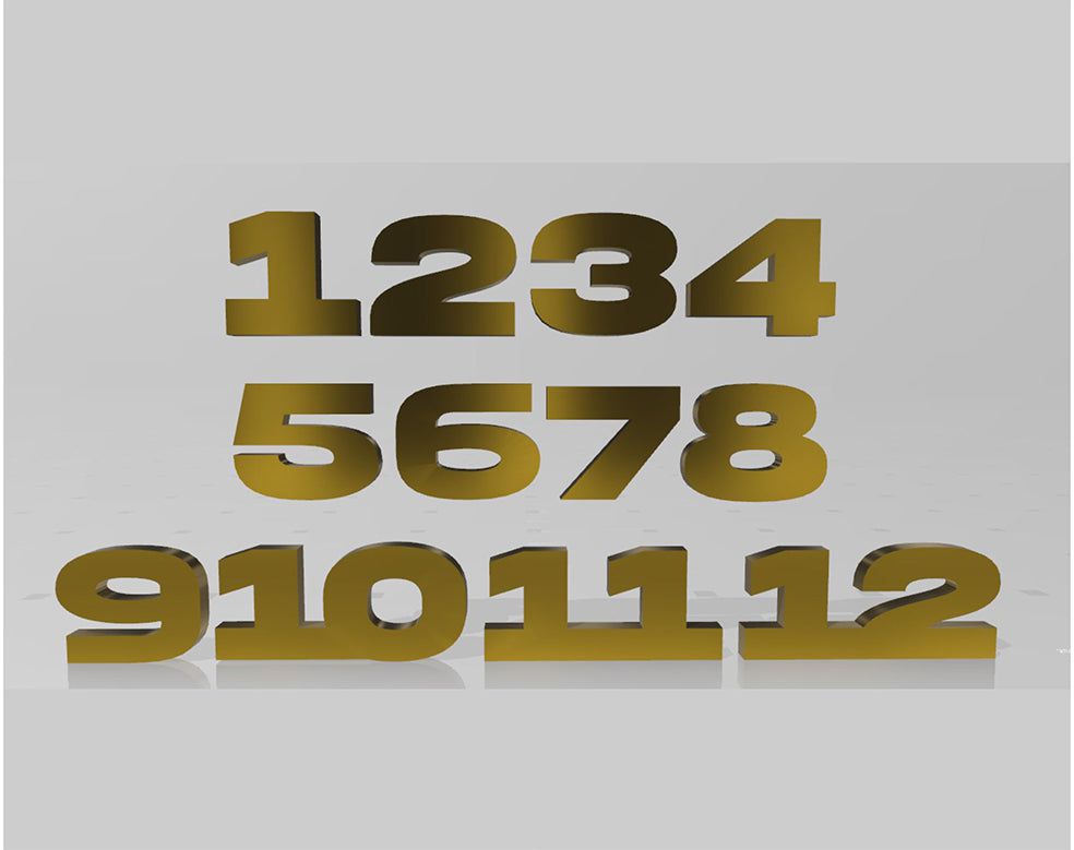1 To 12 Number Bold 1"  Acrylic Cutout