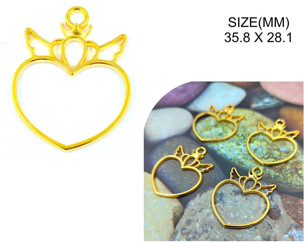 Gold Heart With Crown Bezels Bz077