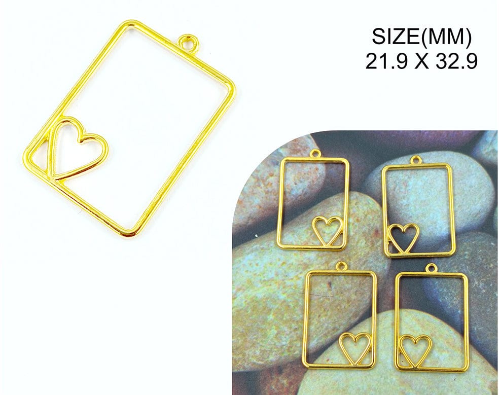 Gold Pendant Frame With Heart Bezels Bz088