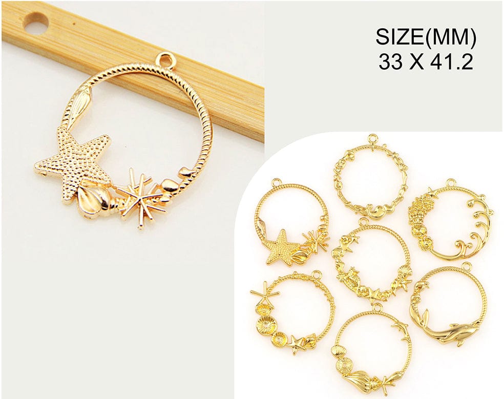 Gold Ocean Theme Pendant C Bezels Bz093