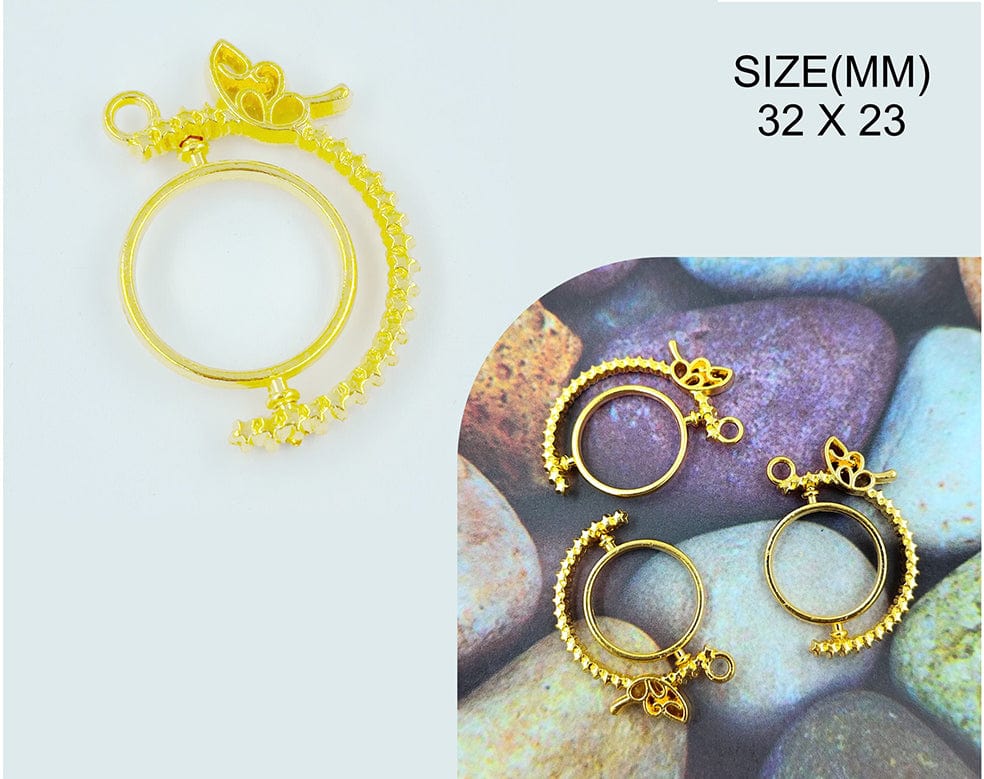 Gold Round Rotating Pendant Bezels Bz095