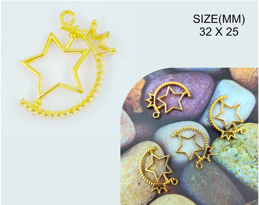 Gold Star Rotating Pendant Bezels Bz096