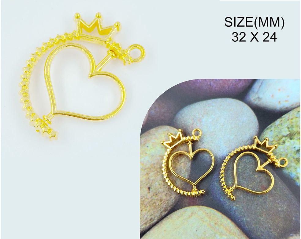 Gold Heart Rotating Pendant Bezels Bz097