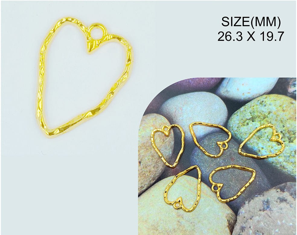Gold Uneven Heart Pendant Bezels Bz100