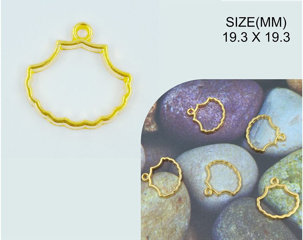 Gold Shell Stone Pendant Bezels Bz101