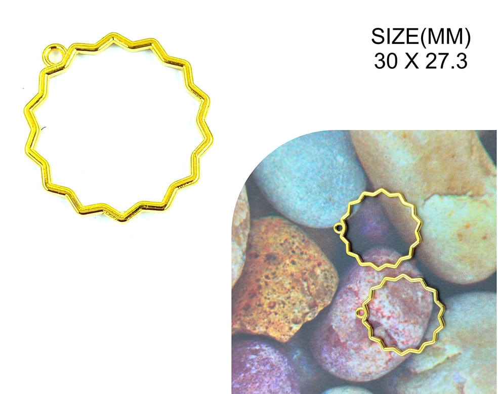 Gold Zig-Zag Ring Pendant Bezels Bz106