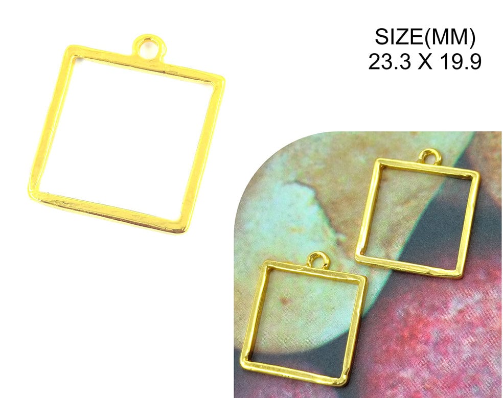 Gold Square Pendant Bezels Bz108
