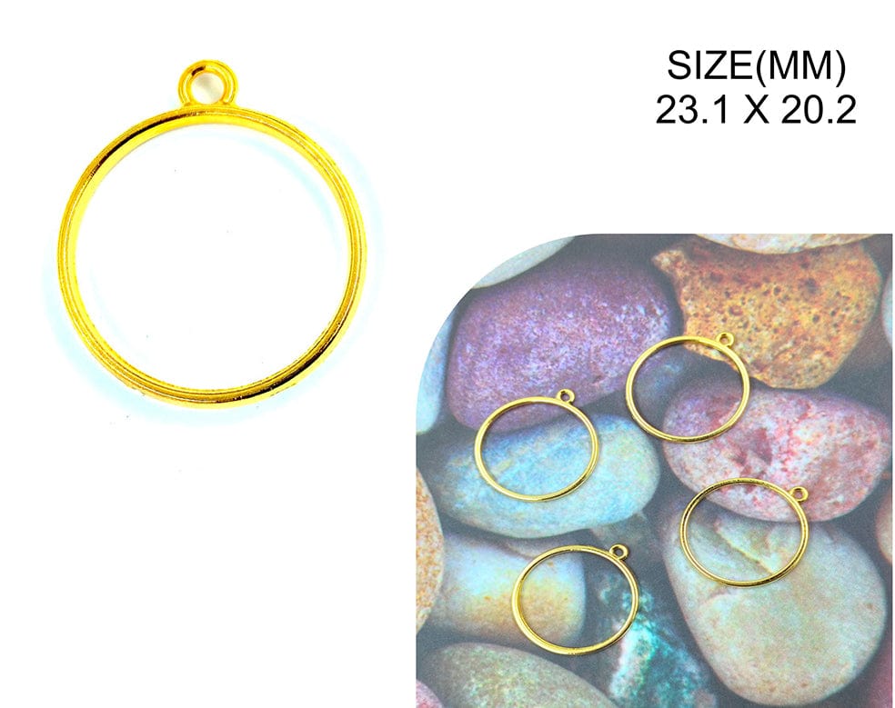 Gold Round Shape Pendant Bezels Bz109