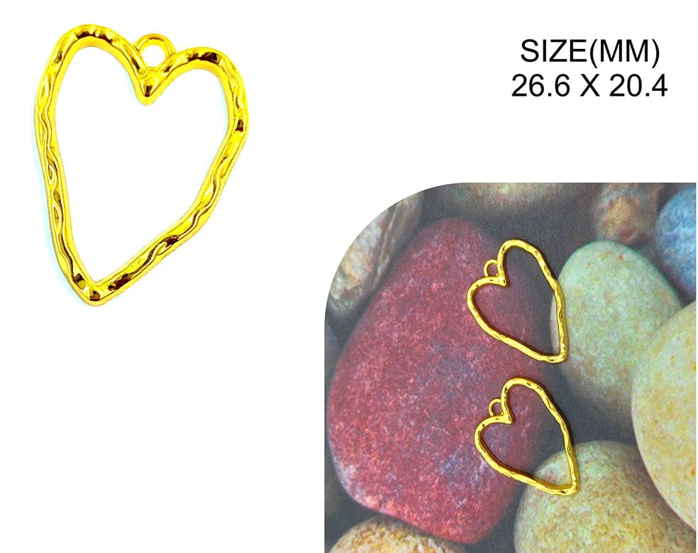 Gold Uneven Heart Shape Pendant Bezels Bz110