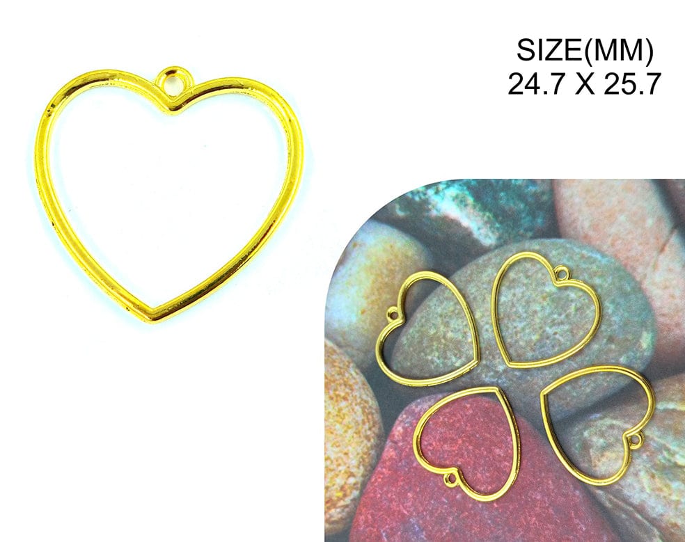 Gold Heart Shape Pendant Bezels Bz112