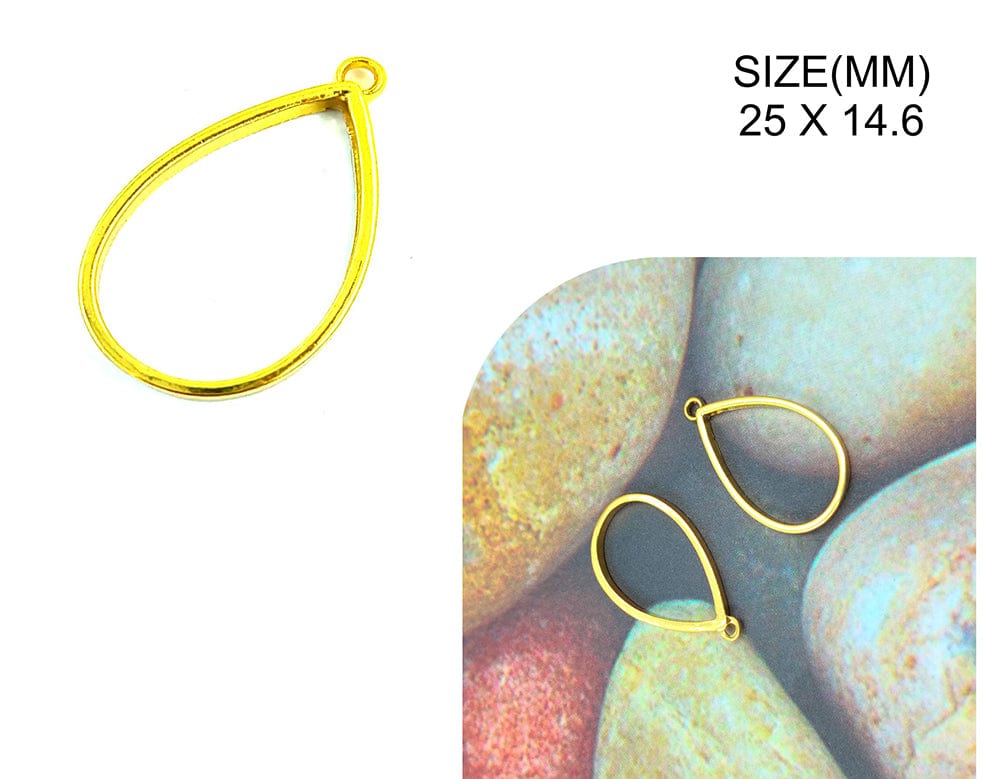 Gold Drop Shape Pendant Bezels Bz115