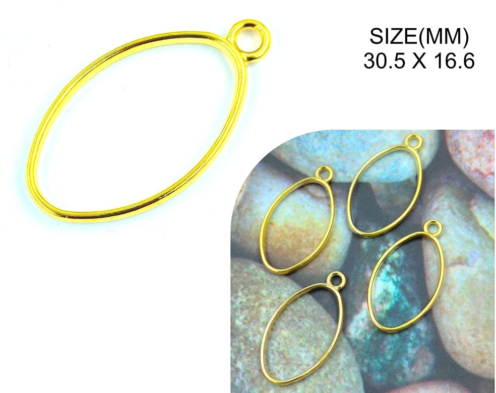 Gold Oval Shape Pendant Bezels Bz116