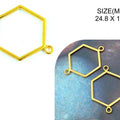 Gold Hexagon With 2 Holes Bezels Bz117