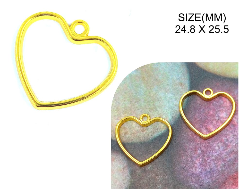 Gold Small Heart Pendant Bezels Bz119