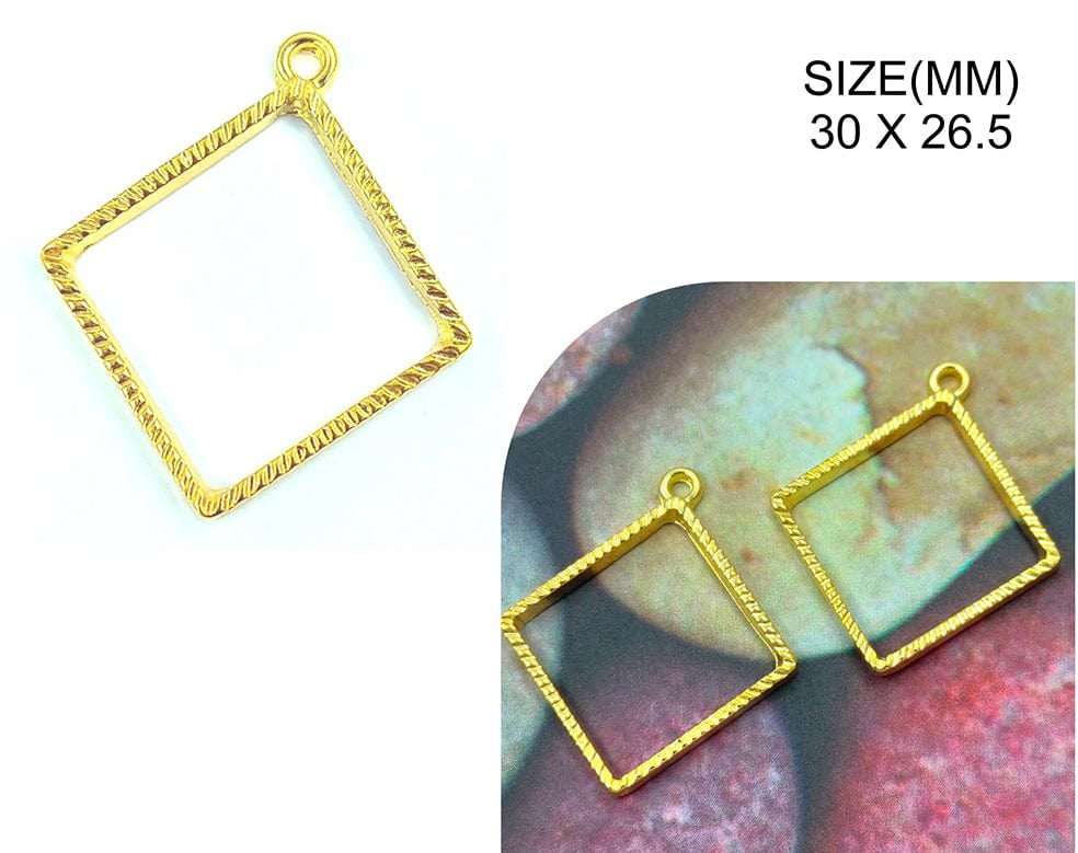 Gold Designer Square Pendant Bezels Bz122
