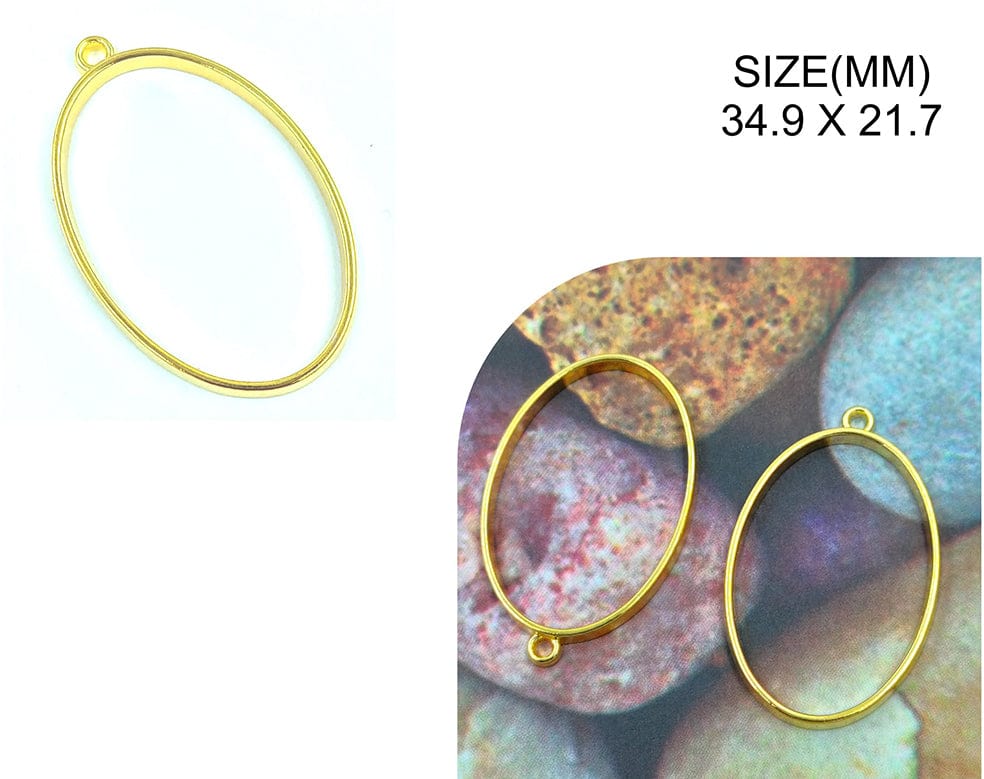 Gold Oval Pendant Bezels Bz123