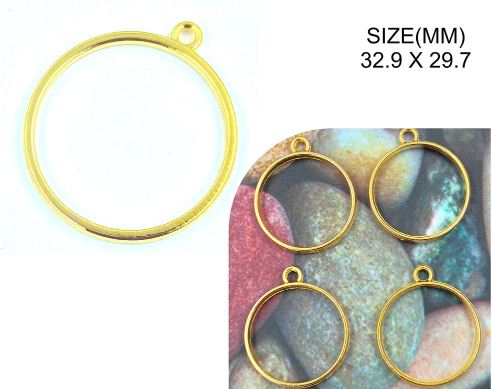 Gold Round Pendant Bezels Bz124