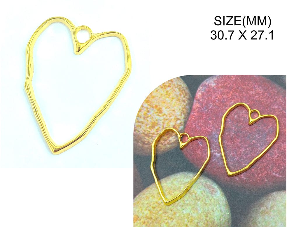 Gold Uneven Heart Shape Pendant Bezels Bz125