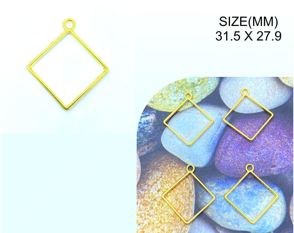 Gold Diamond Shape Pendant Bezels Bz126