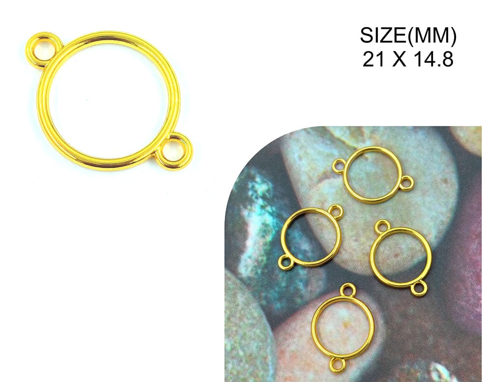 Gold Round With 2 Holes Bezels Bz128