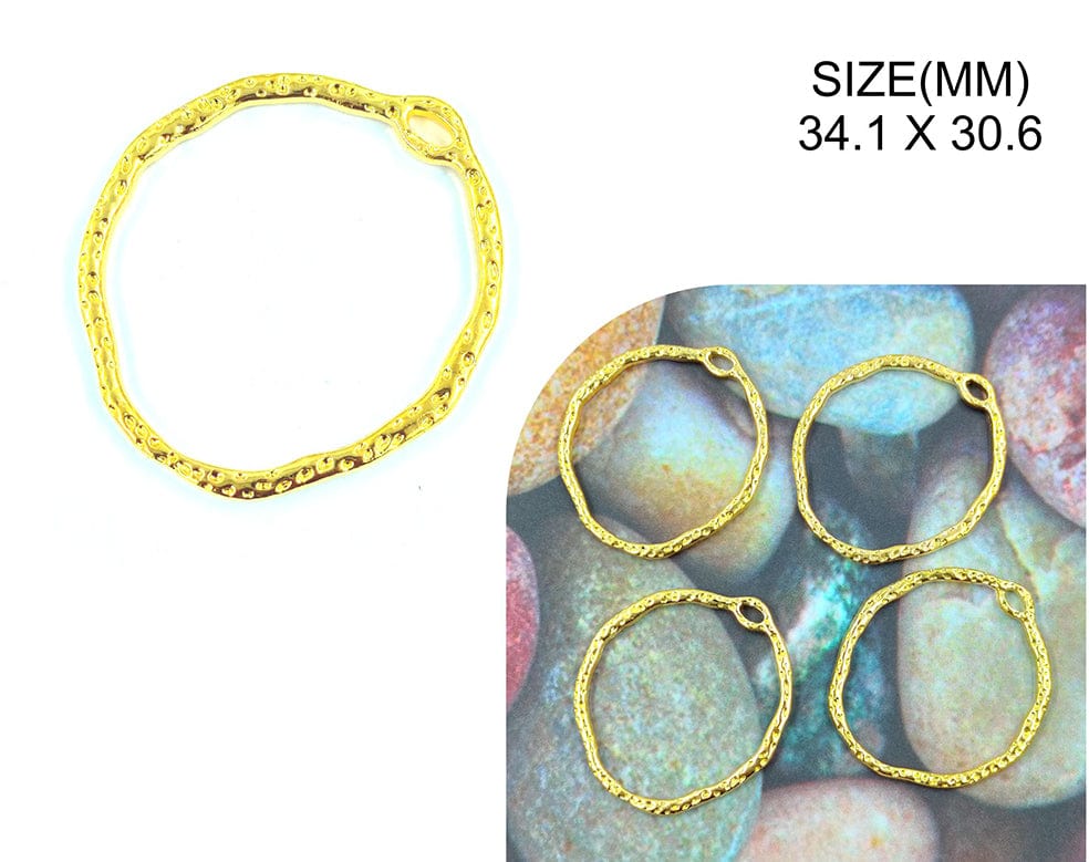 Gold Designer Agate Round Pendant Bezels Bz129