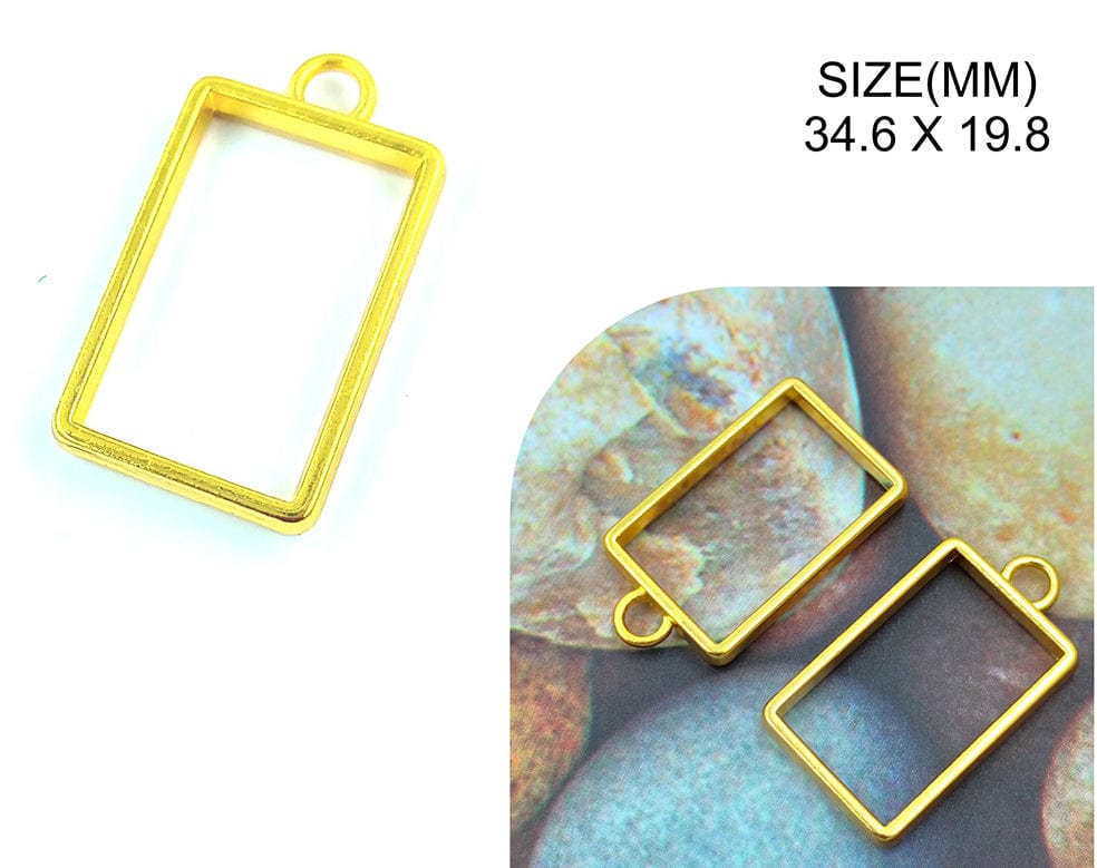 Gold Rectangle Pendant Bezels Bz130