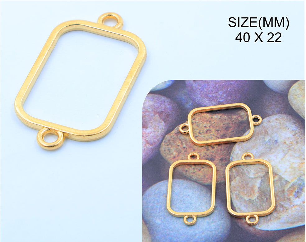 Gold Rectangle Oval Corner Rakhi & Bracelet Bezel