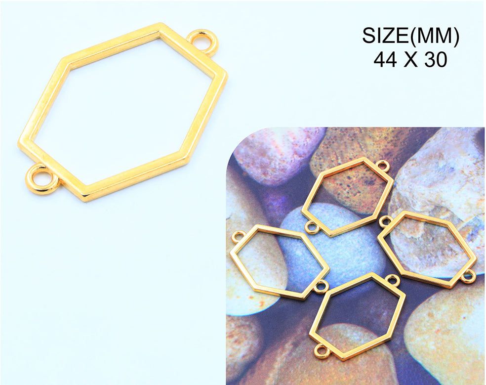 Gold Long Hexagon Rakhi & Bracelet Bezel