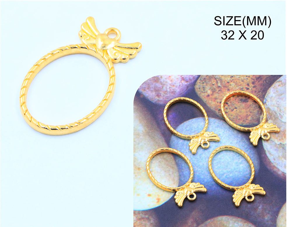 Gold Oval Frame With Heart Wing