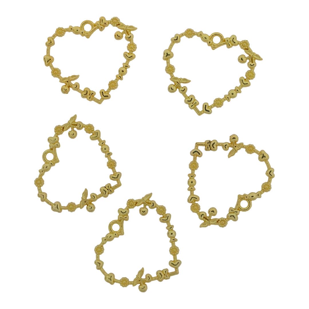 5 In 1 Designer Heart Bezels Set