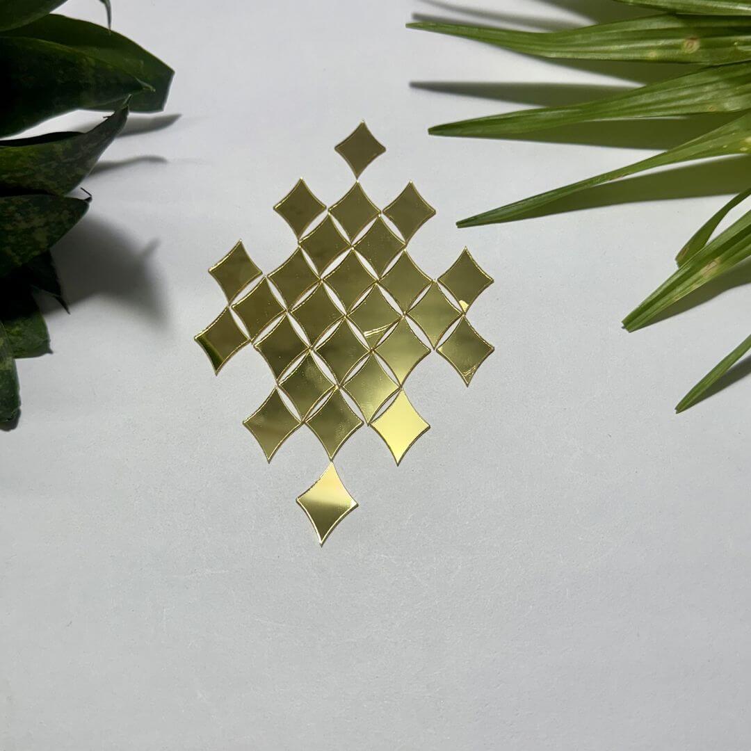Diamond Shape Golden Acrylic Mirror